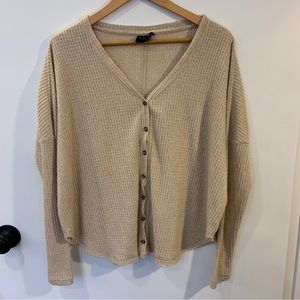 Urban Outfitters Out From Under Button Up Waffle Cardigan Beige Size Small